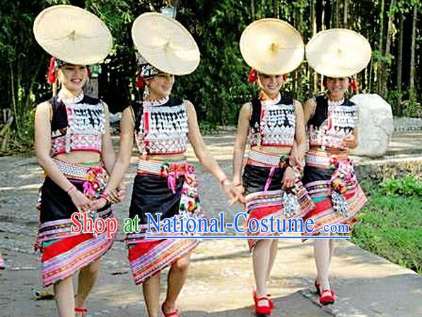 Traditional Chinese Dai Nationality Dancing Costume, Folk Dance Ethnic Costume, Chinese Minority Nationality Dancing Costume for Women