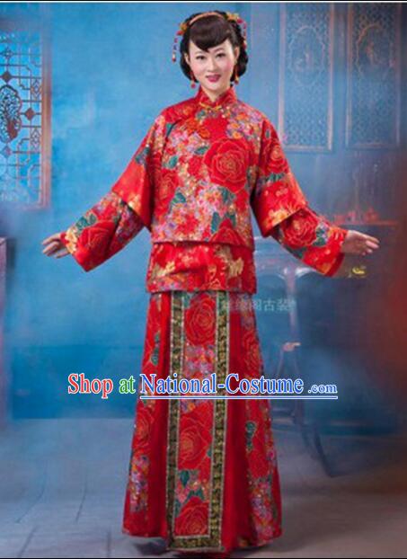 Chinese Wedding Dress Bride Full Attire Traditional Costumes Ancient Women Dress Complete Set