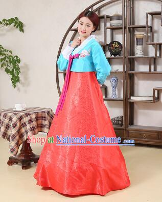 Korean Traditional Dress Korean Style Women Girl costume Dancing Show Full Attire Formal Clothes Red