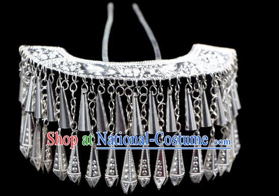 Traditional Chinese Miao Nationality Phoenix Silver Headwear, Hmong Female Folk Wedding Ethnic Accessories Crown, Chinese Minority Nationality Jewelry Accessories Hairpins for Women