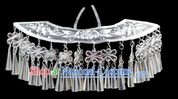 Traditional Chinese Miao Nationality Phoenix Silver Headwear, Hmong Female Folk Wedding Ethnic Accessories Crown, Chinese Minority Nationality Jewelry Accessories Hairpins for Women