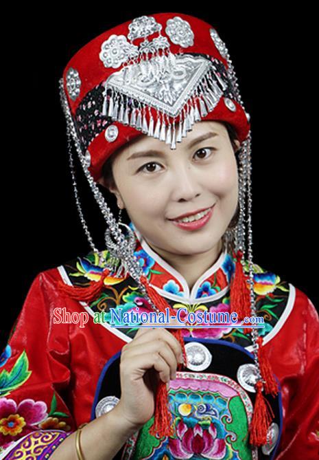 Traditional Chinese Miao Nationality Headwear, Hmong Female Folk Wedding Hat, Ethnic Accessories Crown, Chinese Minority Nationality Jewelry Accessories for Women