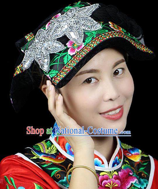 Traditional Chinese Miao Nationality Headwear, Hmong Female Folk Wedding Hat, Ethnic Accessories Crown, Chinese Minority Nationality Jewelry Accessories for Women