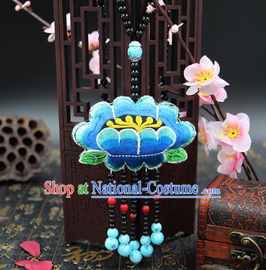 Traditional Chinese Miao Nationality Necklace, Hmong Folk Wedding Embroidery Sweater Chain, Chinese Minority Nationality Jewelry Accessories for Women