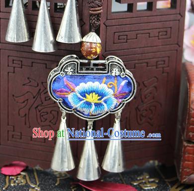 Traditional Chinese Miao Nationality Necklace, Hmong Folk Wedding Embroidery Sweater Chain, Chinese Minority Nationality Jewelry Accessories for Women