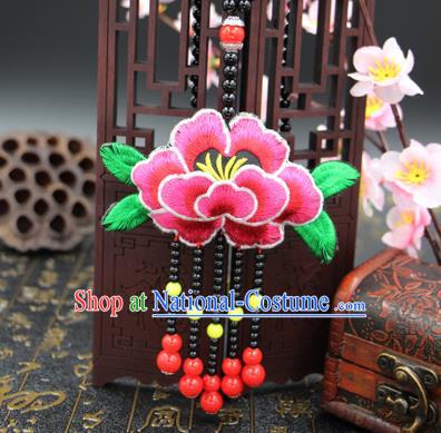 Traditional Chinese Miao Nationality Necklace, Hmong Folk Wedding Embroidery Sweater Chain, Chinese Minority Nationality Jewelry Accessories for Women