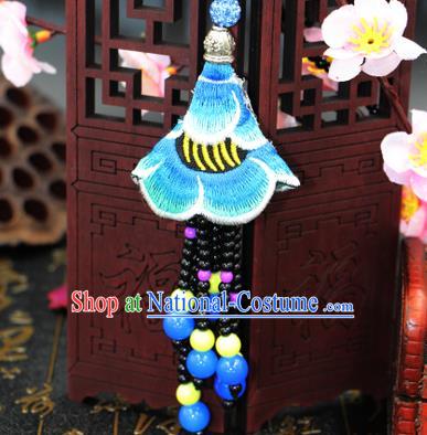 Traditional Chinese Miao Nationality Necklace, Hmong Folk Wedding Embroidery Sweater Chain, Chinese Minority Nationality Jewelry Accessories for Women