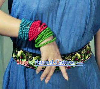 Traditional Chinese Miao Nationality Belts, Hmong Female Folk Wedding Embroidery Belt, Chinese Minority Nationality Jewelry Accessories for Women