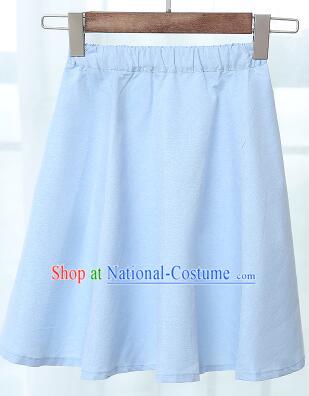 Chinese Style Skirt Min Guo Student Dress Girl Female Kids Show Costume Stage Clothes Blue