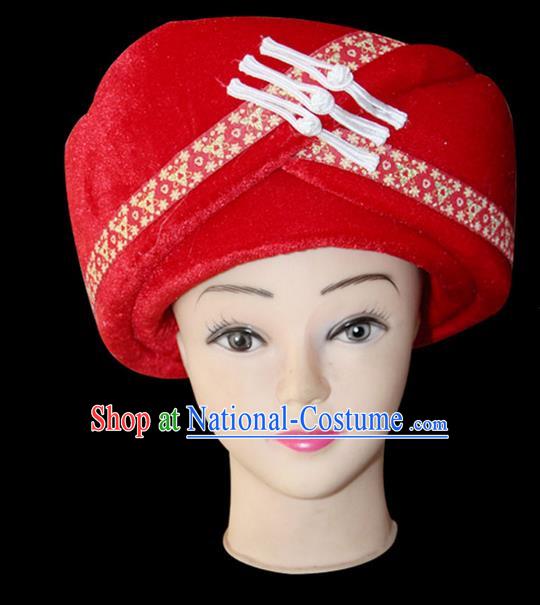 Traditional Chinese Miao Nationality Jewelry Accessories Hats, Tujiazu Ethnic Accessories, Chinese Minority Tujia Nationality Embroidery Headwear Hat for Women