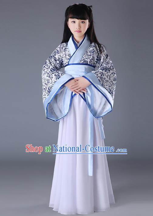 Traditional Chinese Acient Hanfu Costume, Chinese Ancient Han Dynasty Dance Costume for Kids