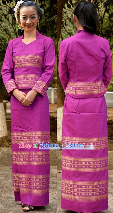 Traditional Asian Thai Dance Costume Complete Set, Chinese Dai Nationality Clothing for Women