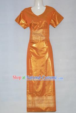 Traditional Asian Thai Dance Costume Complete Set, Chinese Dai Nationality Clothing for Women