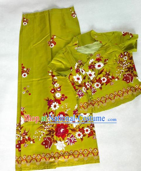 Traditional Asian Thai Costume Complete Set, Thai Top Grade Silk Fabrics Suit for Women