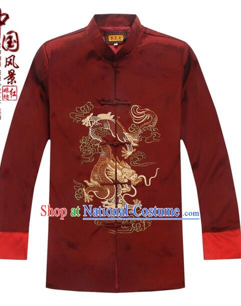 Men Coat Tang Suit Chinese Style Garment Traditional Dress Top Stage Costume