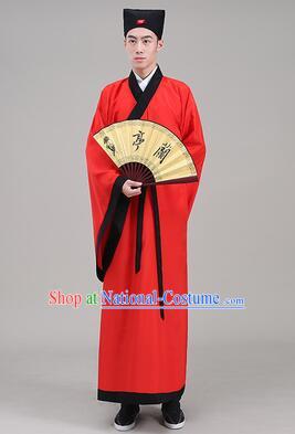 Tang Suit Chinese Traditional Costume Han Fu Garments straight-front Myeonbok Stage Show Dress Red