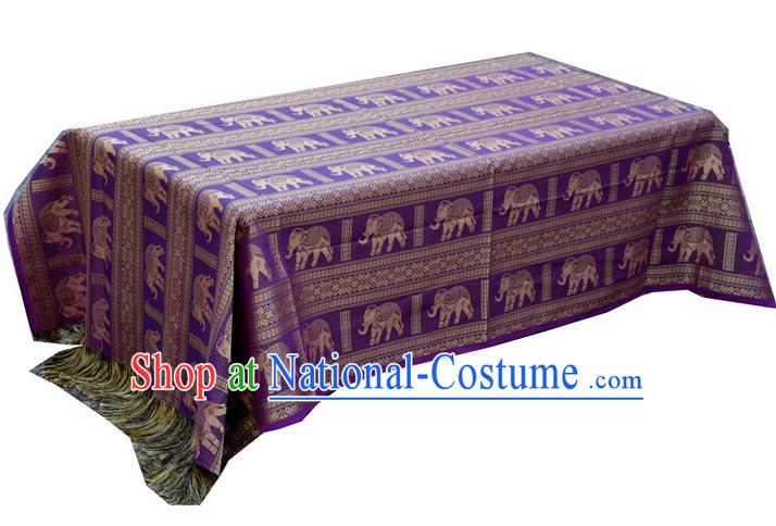 Traditional Asian Thai Palace decoration Ornaments Silk Elephant Table Cloth, Thai High Grade Silk Table Flag Table Cover