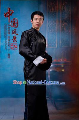 Chinese Traditional Dress Wu Si Period Men Stage Costume Lu Xun Chinese Long Garment