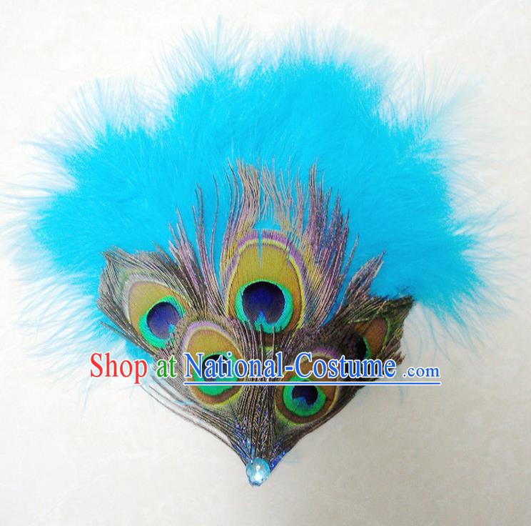 Traditional Chinese Yangge Hair Accessories, Fan Dancing Headwear, Folk Dance Yangko Headdress, China National Minority Peacock Dancing Stage Accessories