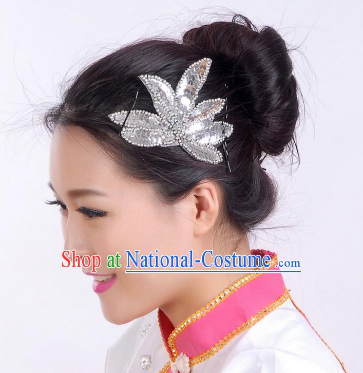 Traditional Chinese Yangge Hair Accessories, Fan Dancing Headwear, Folk Dance Yangko Peacock Dance Headdress, Stage Accessories Minimum Purchase 10