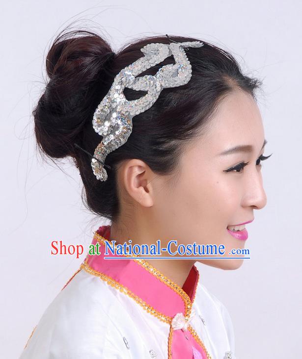 Traditional Chinese Yangge Hair Accessories, Fan Dancing Headwear, Folk Dance Yangko Peacock Dance Headdress, Stage Accessories Minimum Purchase 10