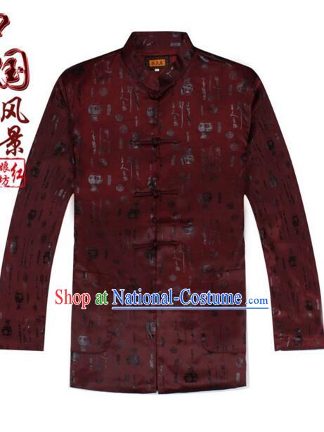 Tang Suit for Men Coat Long Sleeves Chinese Style Dress Traditional