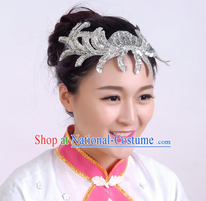 Traditional Chinese Yangge Hair Accessories, Fan Dancing Headwear, Folk Dance Yangko Peacock Dance Headdress, Stage Accessories Minimum Purchase 10