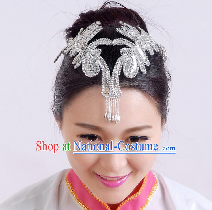 Traditional Chinese Yangge Hair Accessories, Fan Dancing Headwear, Folk Dance Yangko Peacock Dance Headdress, Stage Accessories Minimum Purchase 10