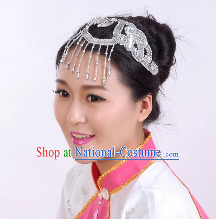 Traditional Chinese Yangge Hair Accessories, Fan Dancing Headwear, Folk Dance Yangko Peacock Dance Headdress, Stage Accessories Minimum Purchase 10