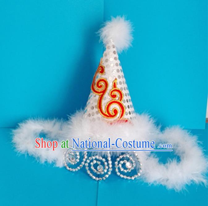 Traditional Chinese Yangge Hair Accessories, Fan Dancing Headwear, Folk Dance Yangko Headdress, China Mongol National Minority Dancing Stage Accessories