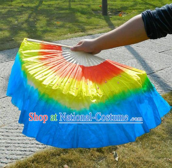 Traditional Chinese Yangge Fans, Silk Traditional Chinese Fans Oriental Fan Folk Dance Dance Ribbons Cultural Dances Hand Fan Minimum Purchase 10