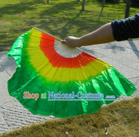 Traditional Chinese Yangge Fans, Silk Traditional Chinese Fans Oriental Fan Folk Dance Dance Ribbons Cultural Dances Hand Fan Minimum Purchase 10