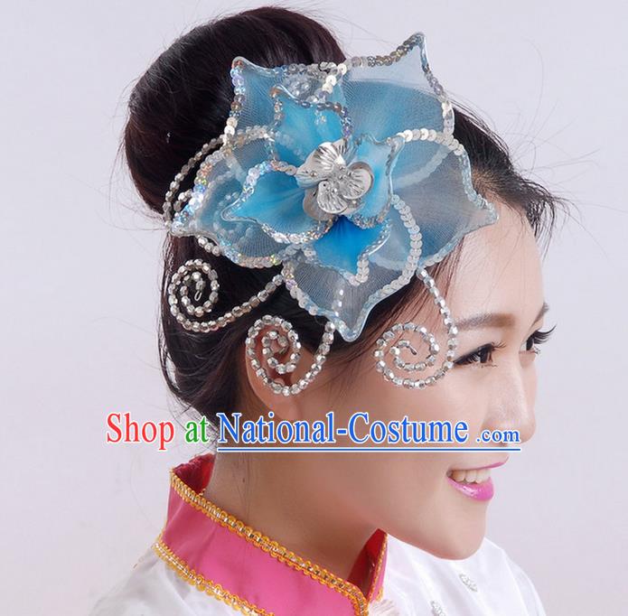 Traditional Chinese Yangge Hair Accessories, Fan Dancing Headwear, Folk Dance Yangko Peacock Dance Headdress, Stage Accessories