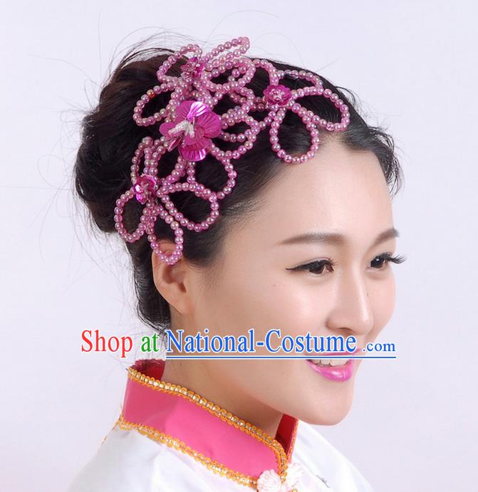 Traditional Chinese Yangge Hair Accessories, Fan Dancing Headwear, Folk Dance Yangko Peacock Dance Headdress, Stage Accessories