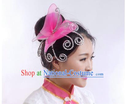 Traditional Chinese Yangge Hair Accessories, Fan Dancing Headwear, Folk Dance Yangko Peacock Dance Headdress, Stage Accessories