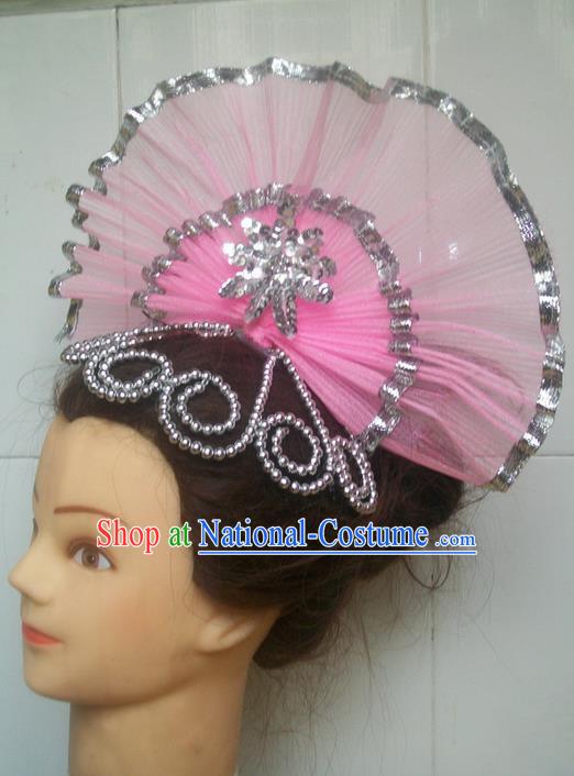 Traditional Chinese Yangge Hair Accessories, Fan Dancing Headwear, Folk Dance Yangko Peacock Dance Headdress, Stage Accessories