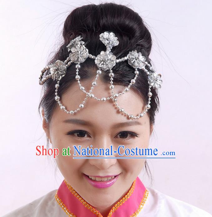 Traditional Chinese Yangge Hair Accessories, Fan Dancing Headwear, Folk Dance Yangko Peacock Dance Headdress, Stage Accessories Minimum