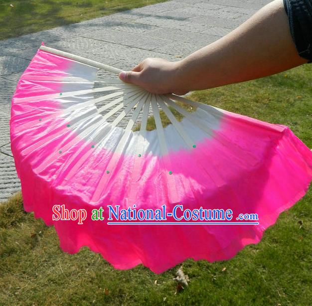 Traditional Pure Silk Color Change Chinese Dance Folk Dance Hand Fans Yangge Dance Hand Fan Oriental Fan