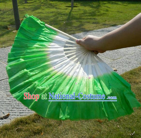 Traditional Pure Silk Color Change Chinese Dance Folk Dance Hand Fans Yangge Dance Hand Fan Oriental Fan