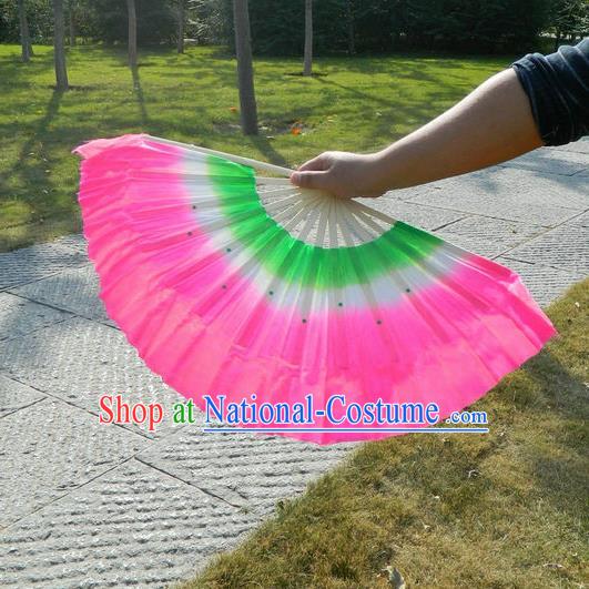 Traditional Pure Silk Color Change Chinese Dance Folk Dance Hand Fans Yangge Dance Hand Fan Oriental Fan