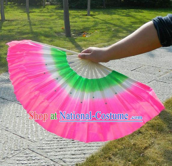 Traditional Pure Silk Color Change Three Color Chinese Dance Folk Dance Hand Fans Yangge Dance Hand Fan Oriental Fan