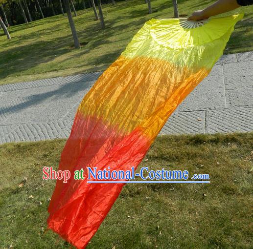 1.8 Meters Pure Silk Long Color Change Chinese Dance Folk Dance Hand Fans Yangge Dance Hand Fan Oriental Fan