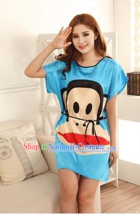 Night Gown Women Sexy Skirt Night Suit Nighty Bedgown Blue