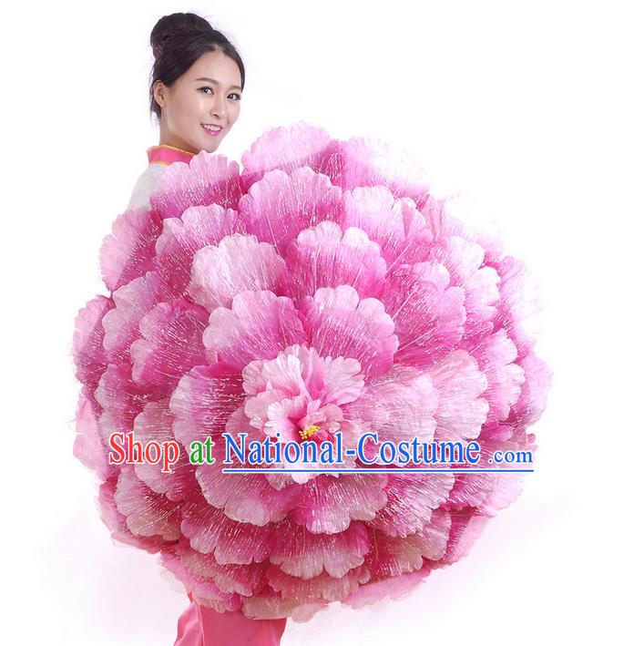 Traditional Chinese Handmade Umbrellas Folk Dance Stage Props Umbrellas Yangge Dance Peony Umbrella