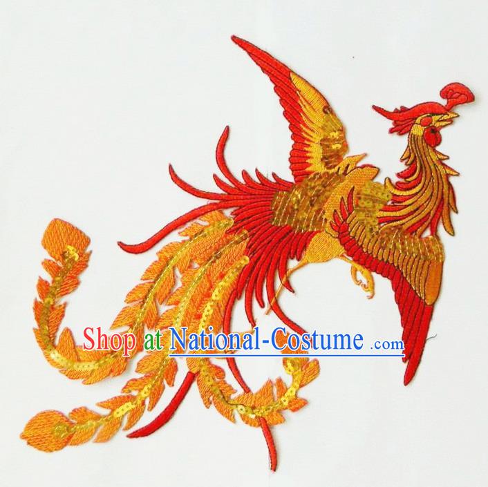 Traditional Chinese Handmade Folk Dance Clothing Ingredients Patch Diy Cloth Accessories Stage Props Umbrellas Yangge Dance Embroidery Phoenix Patch