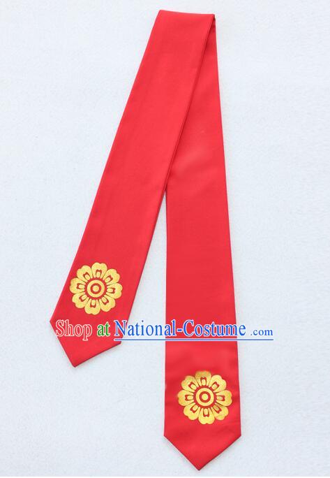 Korean Hair Band for Women Hair Strap Ties Headwrap Kerean Traditional Hot Stamping Bronzing Red