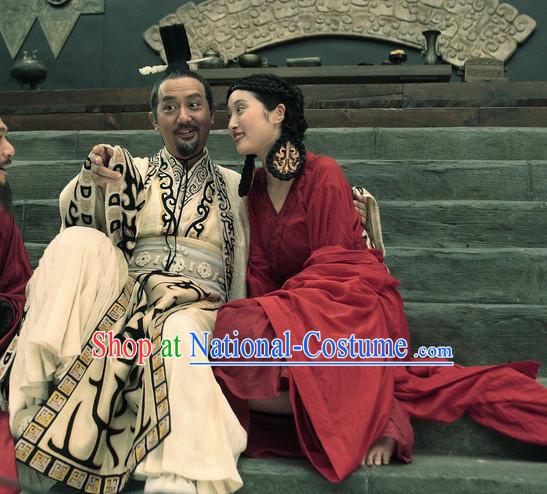 Chinese Ancient Film Costumes Emperor Long Robes and Coronet Complete Set for Men