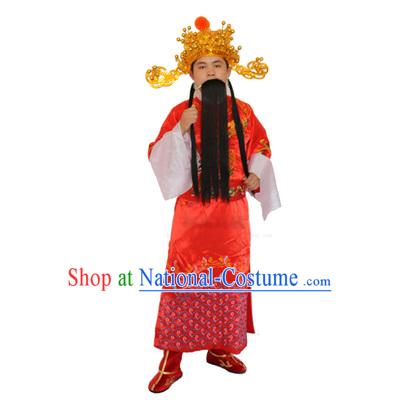 Ancient Chinese God Of Wealth Costume Accessories Set Caishen New Year Celebration Clothing Caishen Dress For Men