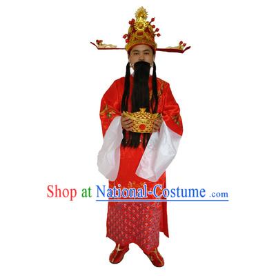 Ancient Chinese God Of Wealth Costume Accessories Set Cai Shen New Year Celebration Clothing Caishen Dress For Men