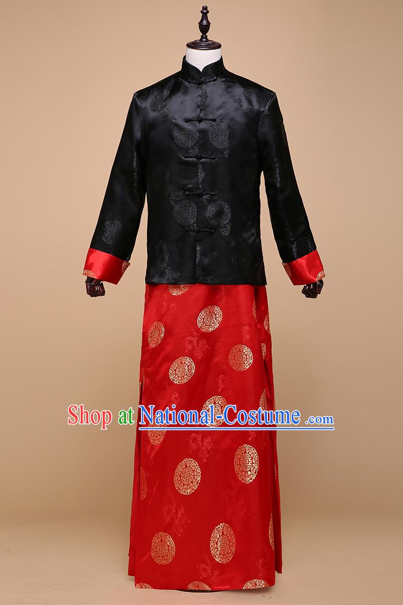 Ancient Chinese Costume Chinese Style Wedding Dress, Ancient Long Dragon And Phoenix Flown, Groom Toast Clothing For Men